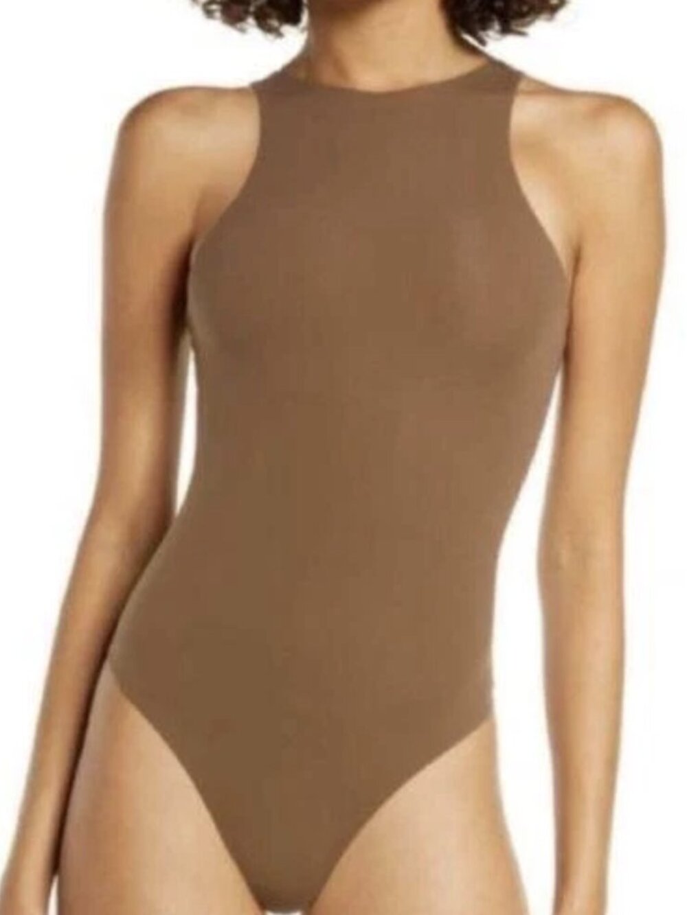 Skims Fits Everybody high neck bodysuit tan size large P42